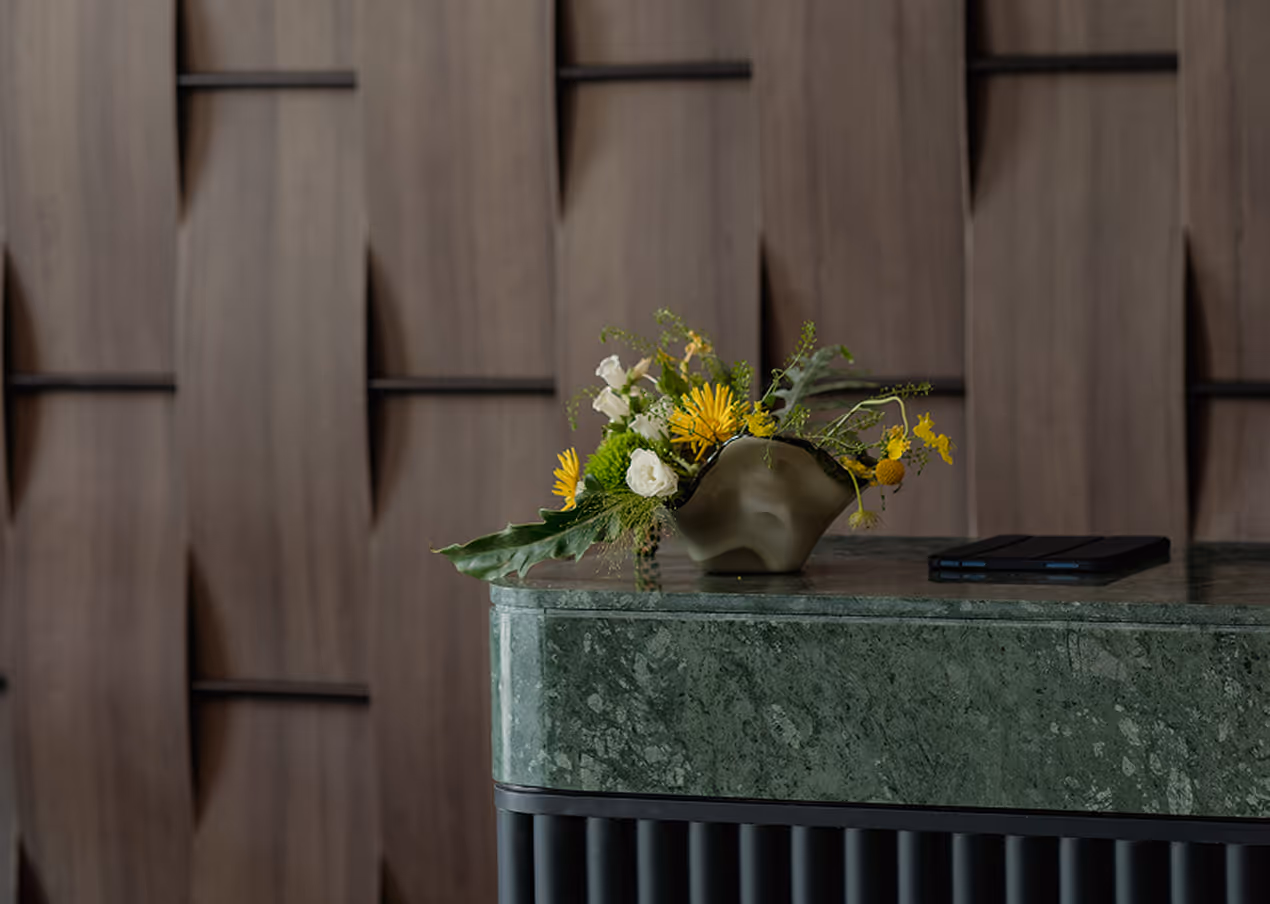 Reception counter at STEEL District 7